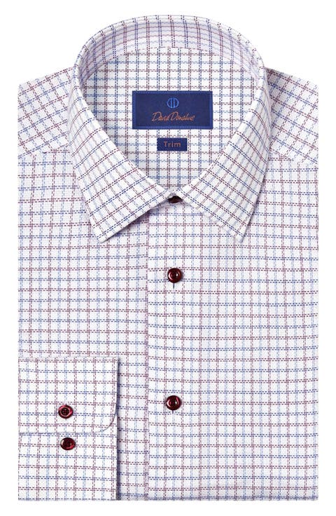 Trim Fit Windowpane Cotton Dress Shirt