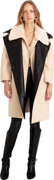 Belle & Bloom Watch Me Go Oversized Leather Trimmed Coat