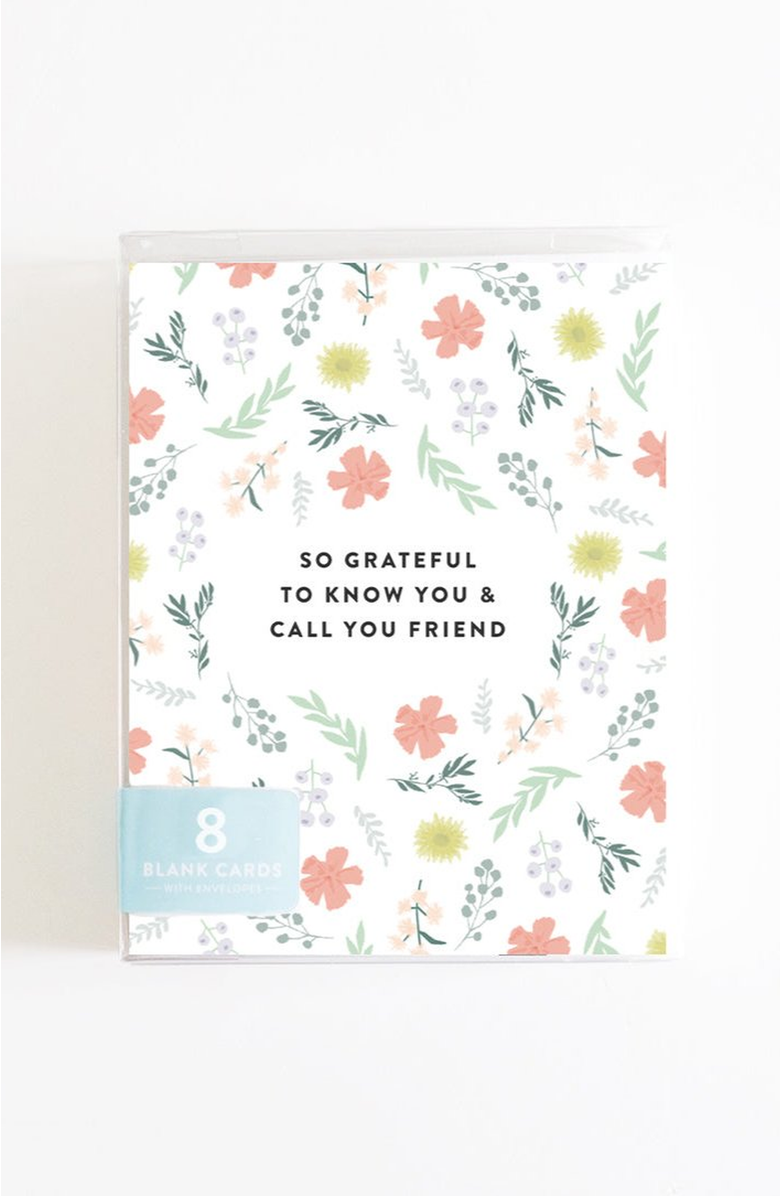 Joy Paper Co. Grateful to Know You Friend Boxed Set of 8 Greeting Cards, Alternate, color, 