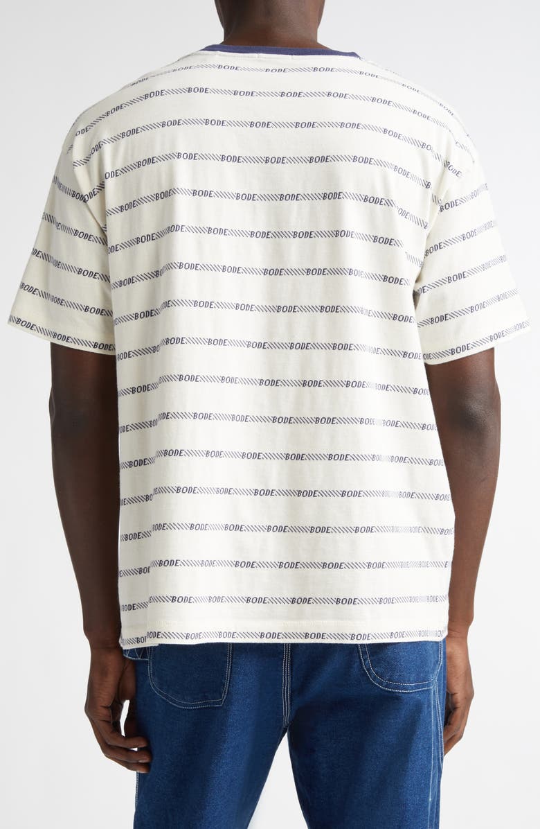 Bode Rec Jacquard Stripe Cotton Logo T-Shirt, Alternate, color,