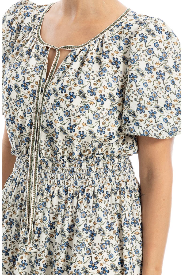Bubble Sleeve Tiered Maxi Dress, Alternate, color, CREAM/ SKY FLORAL SWING VINES