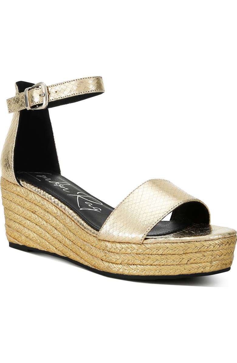 LONDON RAG Utah Platform Wedge Espadrille Sandal, Main, color, Gold