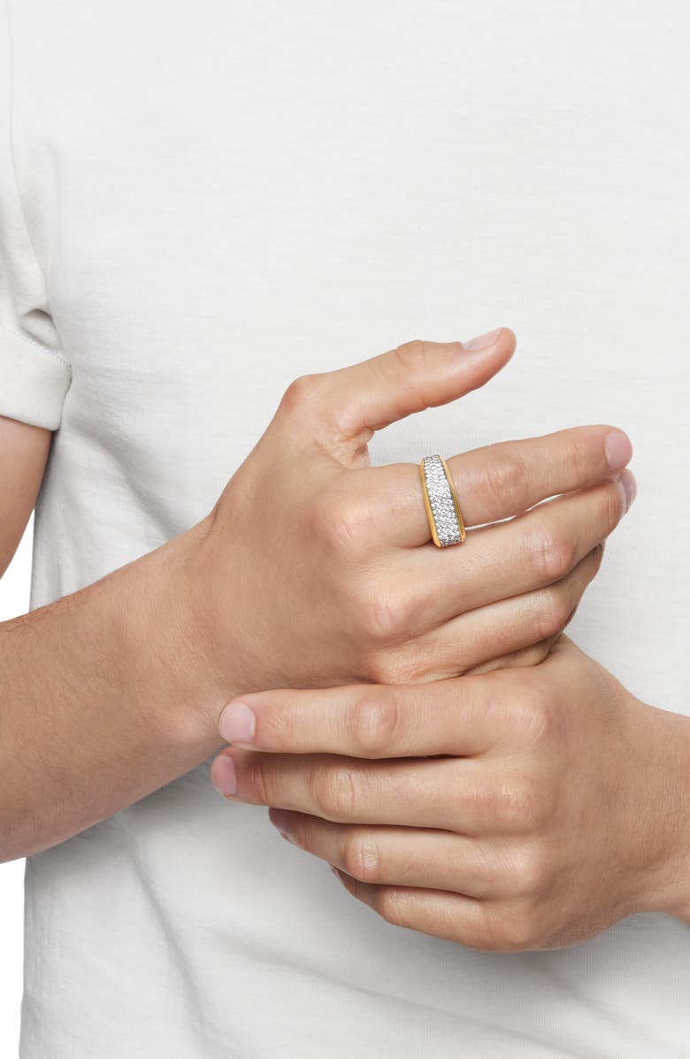 David Yurman Men's Deco Signet Ring in 18K Yellow Gold with Diamonds, 10mm, Alternate, color, Gold/ Diamond