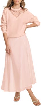 MINT VELVET Lace Detail Crew Neck Sweatshirt