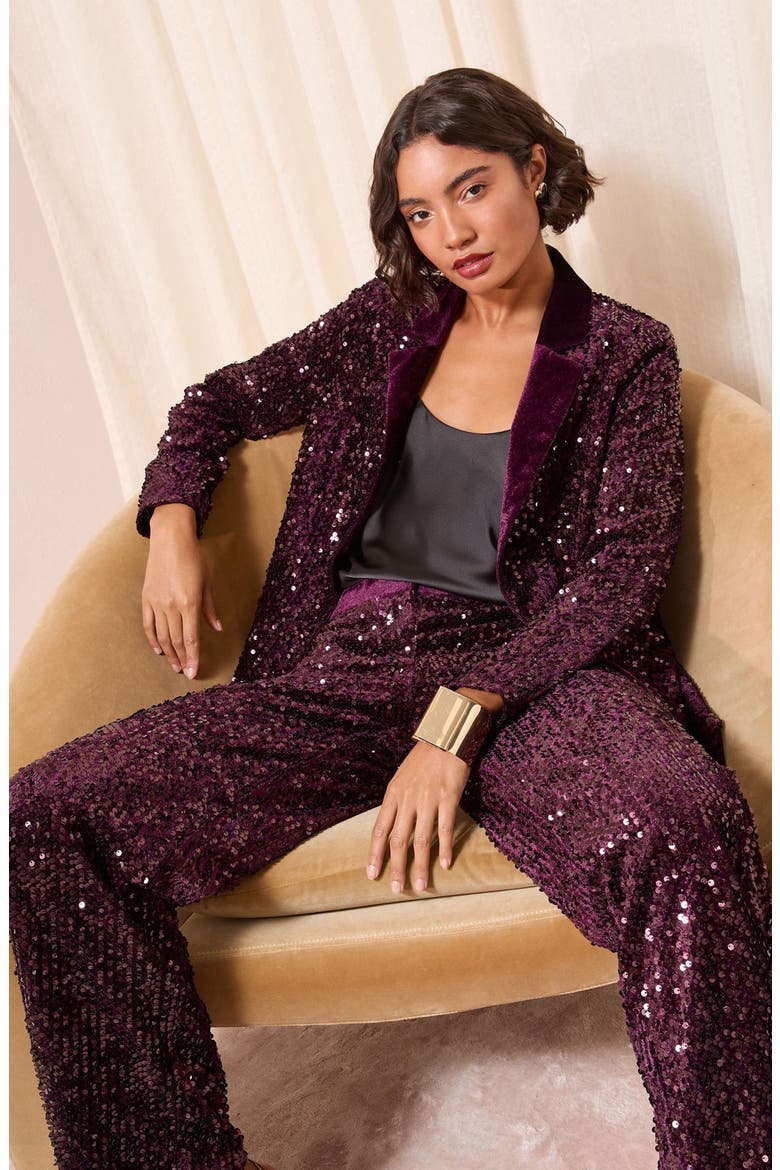 Sequin Blazer, Alternate, color, BERRY