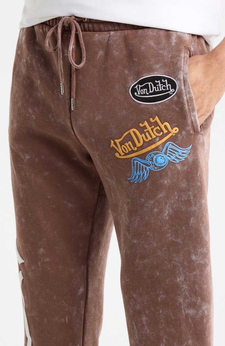 Von Dutch Mineral Wash Fleece Drawstring Pants, Alternate, color, Sepia Stone Mineral Wash