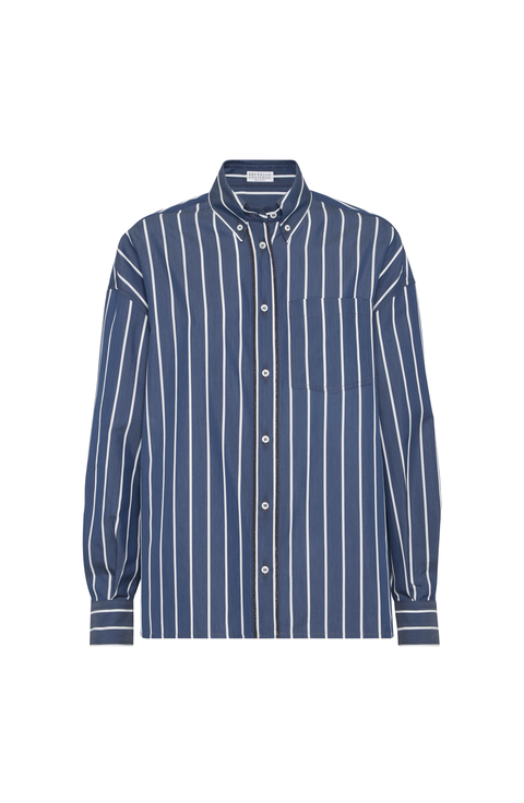 【関税&送料込】Brunello Cucinelli Striped Crop T-Shirt Brunello Cucinelli Striped Jersey T-shirt | Brown | FARFETCH
