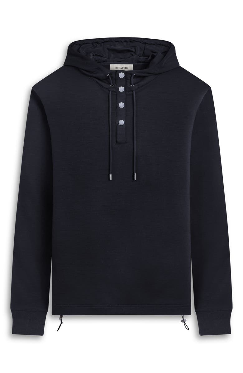 Bugatchi Wool & Nylon Quarter Zip Hoodie, Alternate, color, Black