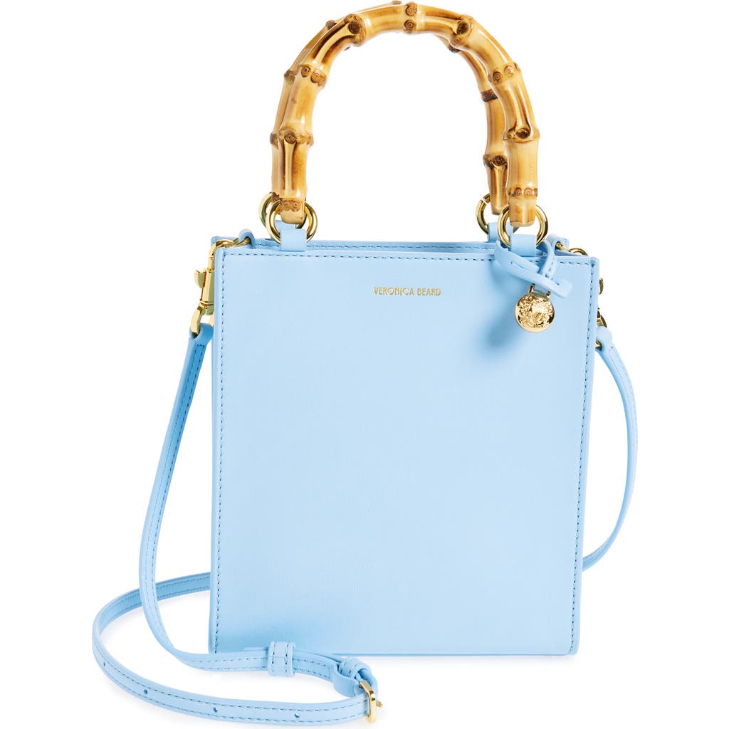 Veronica Beard Small Bamboo Handle Leather Shopper In Light Blue