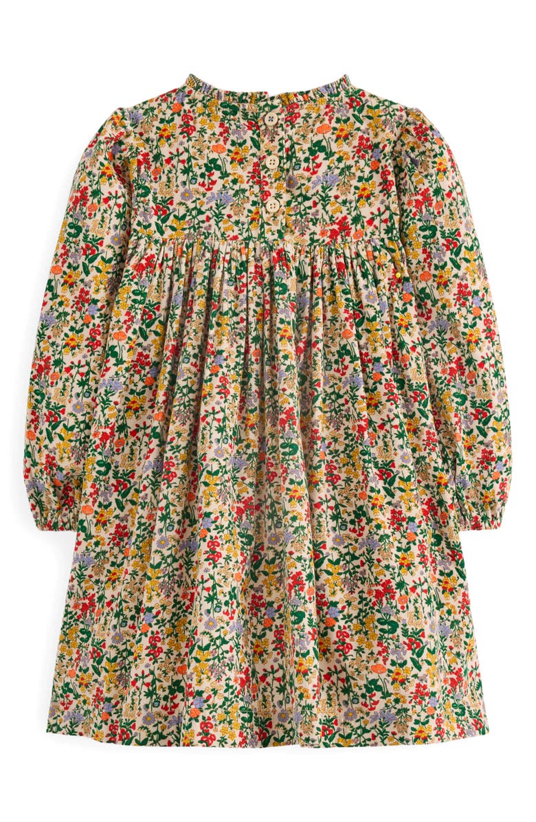 Mini Boden Kids' Floral Long Sleeve Corduroy Dress, Alternate, color, Ivory Flower Meadow