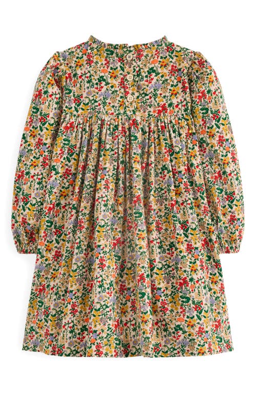 Mini Boden Kids' Floral Long Sleeve Corduroy Dress In Multi