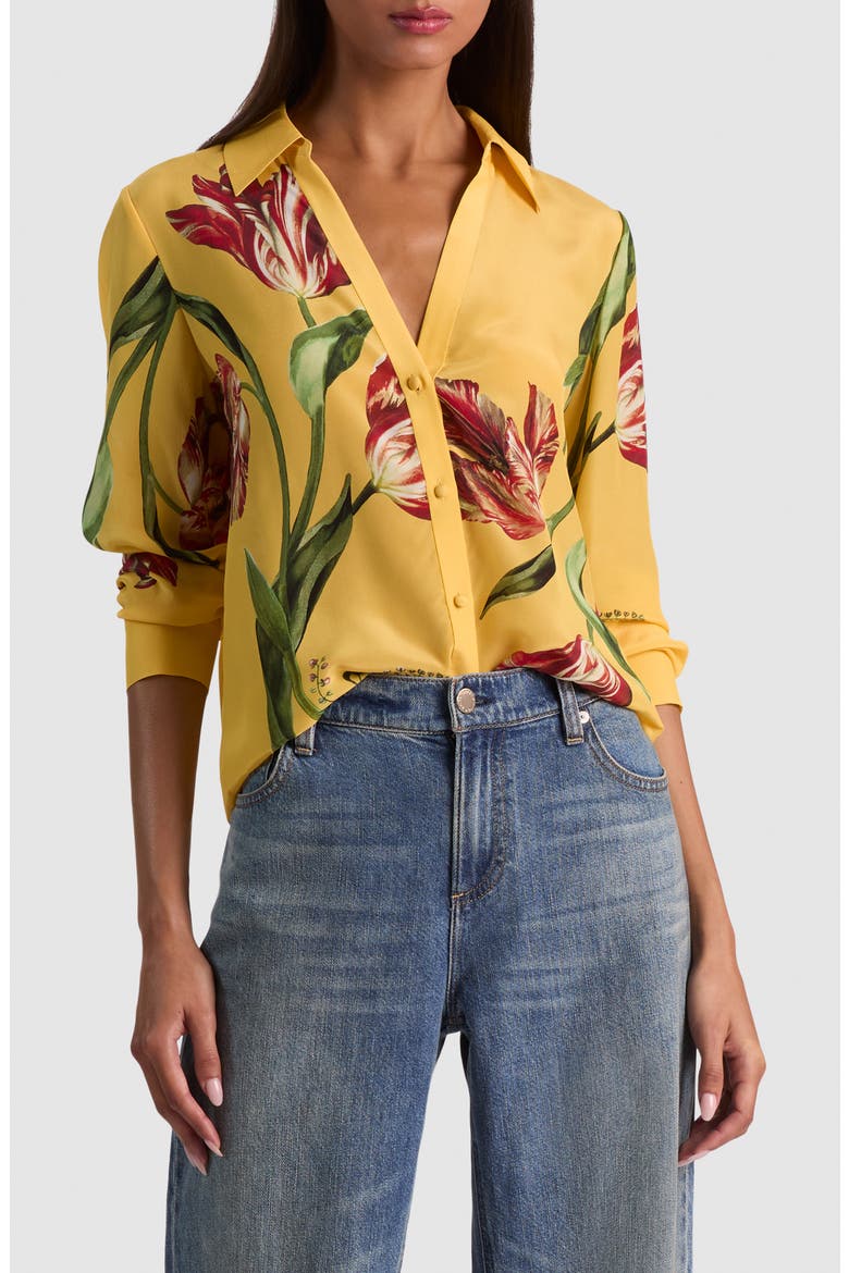 Eloise Tulip Print Silk Shirt, Main, color, SOFT TULIP TUSCANY