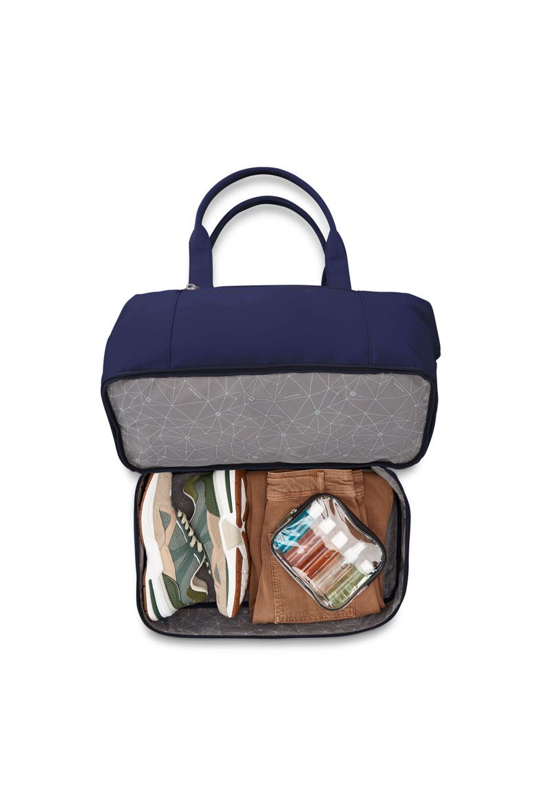 Better Than Basic 2 Piece Set Drop Bottom Weekender & Outline Pro Carry On Luggage, Alternate, color, Midnight Blue