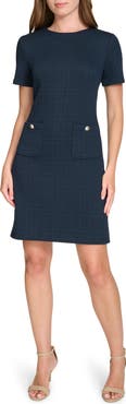 Tommy Hilfiger Windowpane Short Sleeve Shift Dress