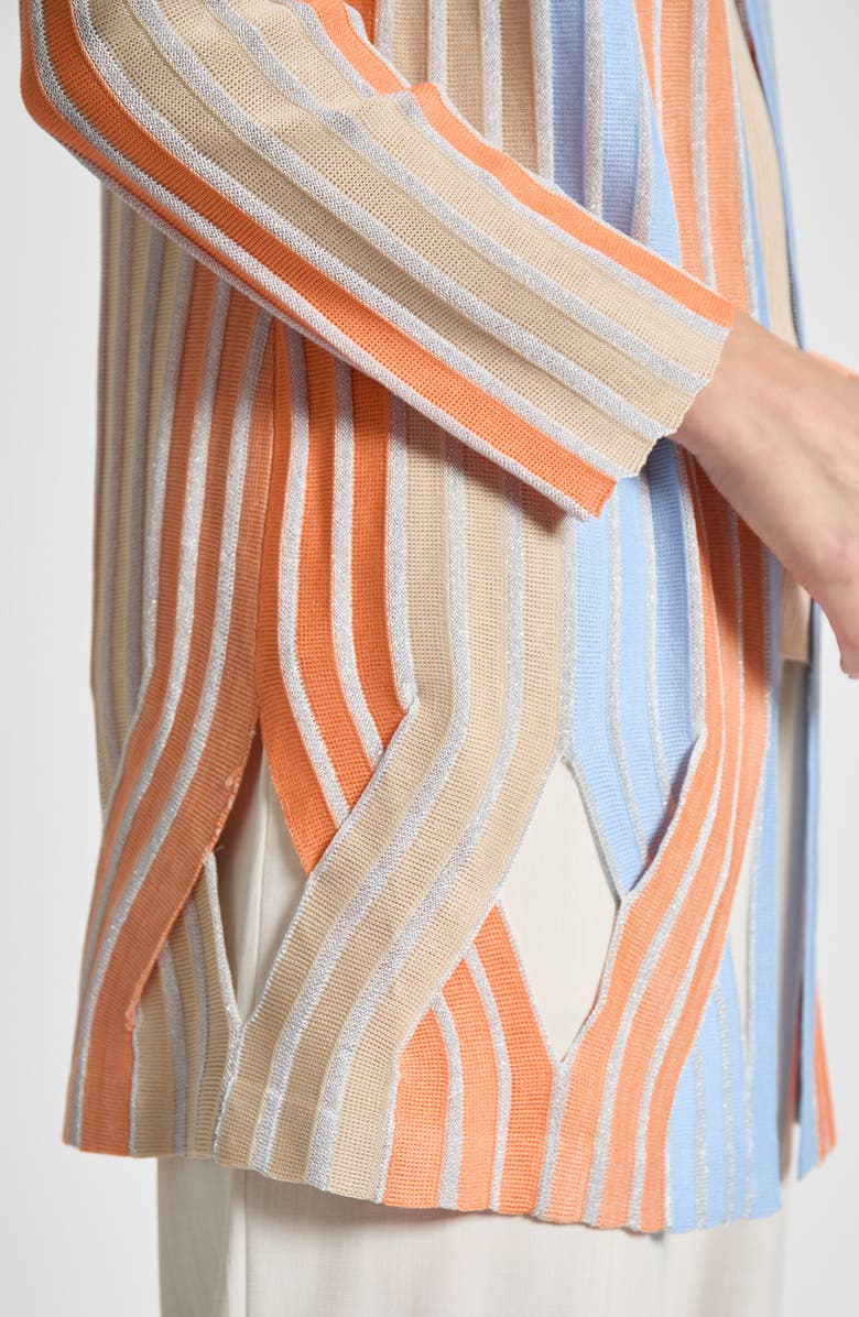 Misook Heritage Metallic Stripe Cardigan, Alternate, color, 