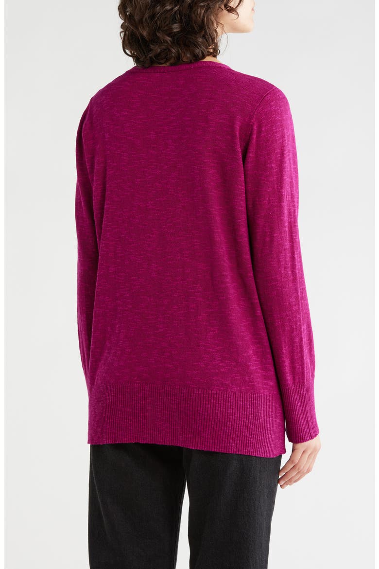Organic Linen & Organic Cotton V-Neck Sweater, Alternate, color, SANGRIA