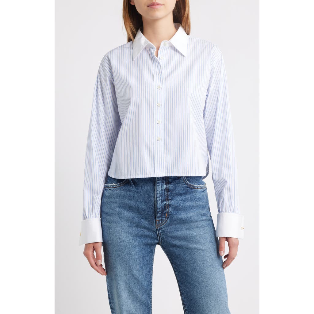 Frame Womens Oxford Blue Multi The Charles Stripe Cotton Shirt In White