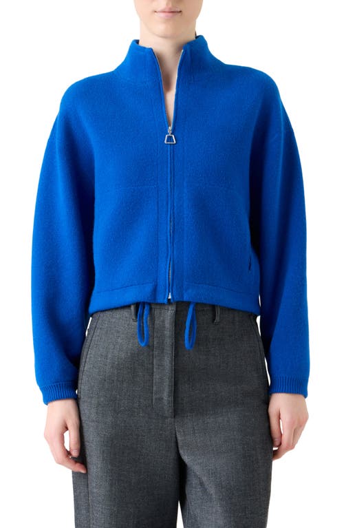 Akris Cashmere Knit Zip Cardigan In Blue