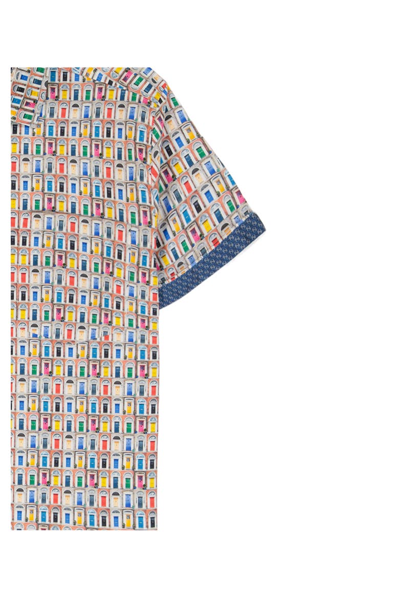 Livingston Stretch Short Sleeve Button-Up Shirt, Alternate, color, WHITE/ DOORS