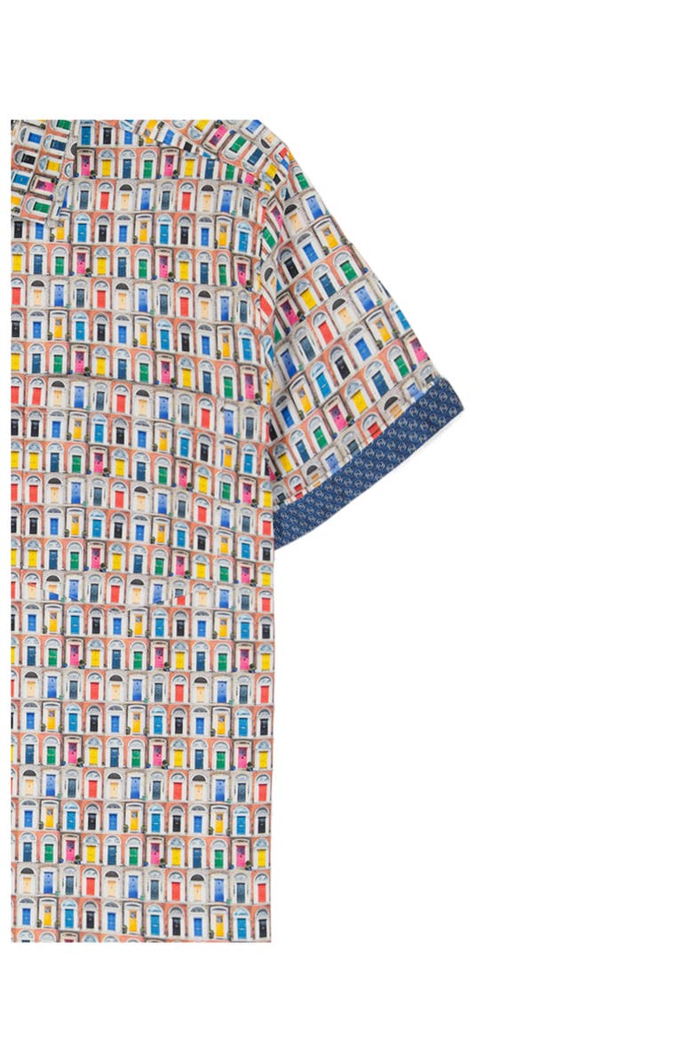 Robert Graham Livingston Stretch Short Sleeve Button-Up Shirt, Alternate, color, White/ Doors