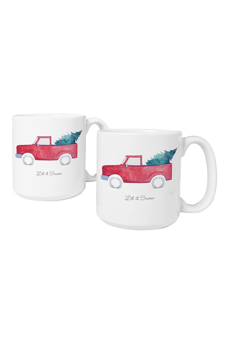Let It Snow Set of 2 Mugs, Main, color, RED