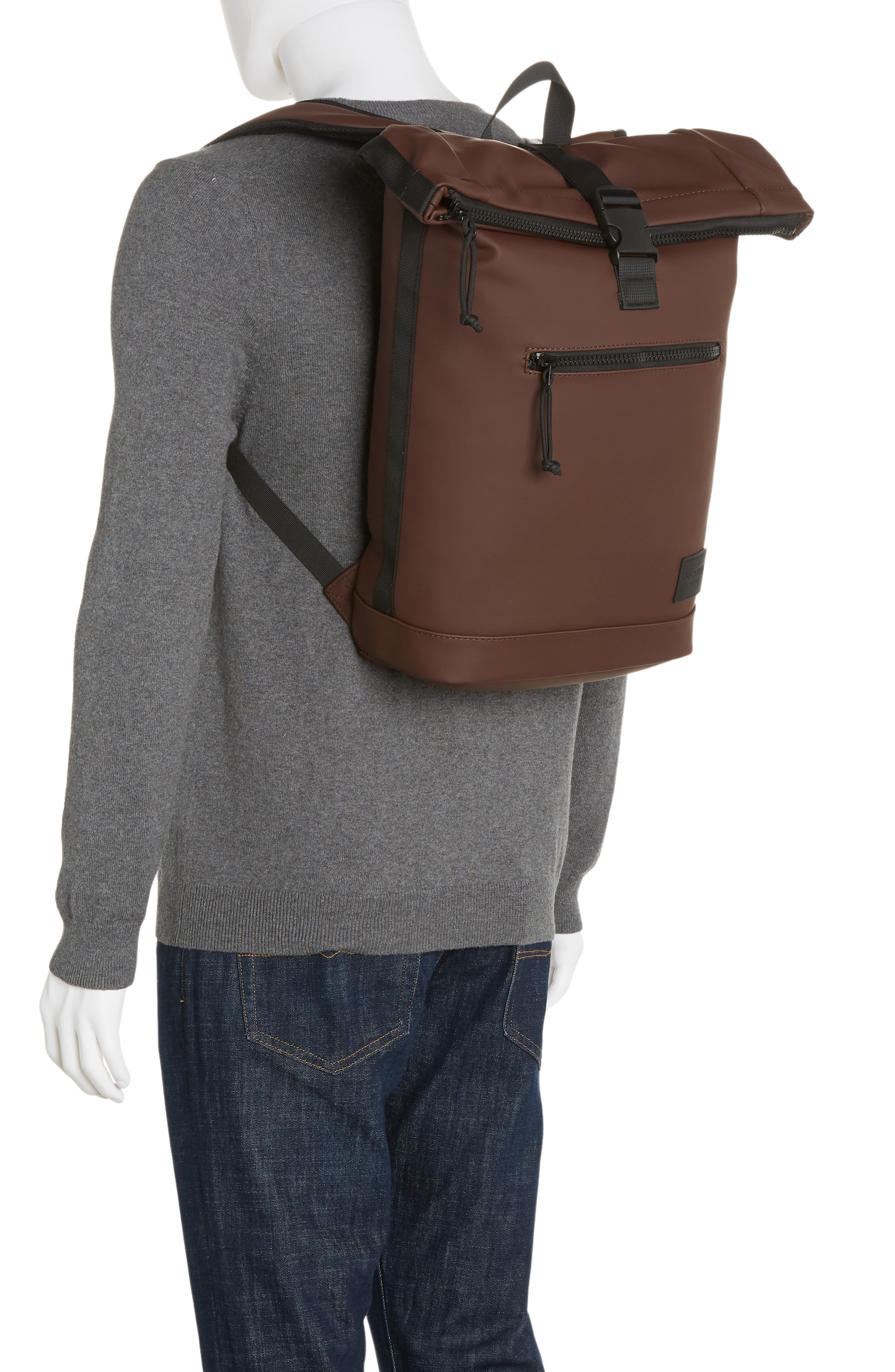 Roll Top Backpack, Alternate, color, BROWN