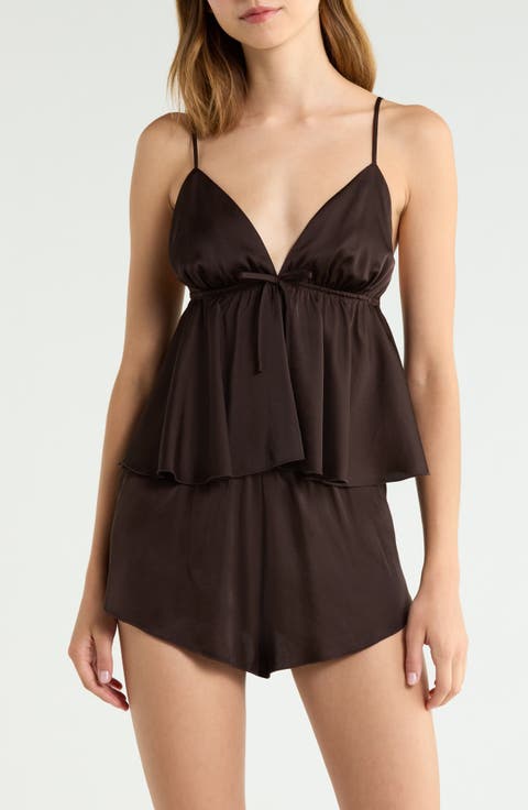 Satin Two-Piece Camisole and Shorts Sleep Set