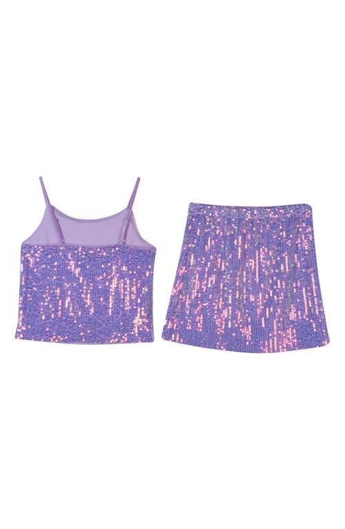 Shop Zunie Kids' Sequin Camisole & Skirt Set In Purple