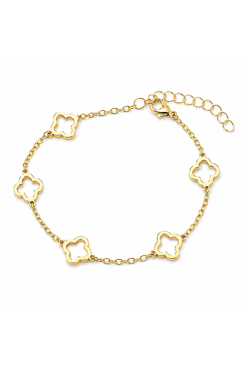 Gold-Flashed Clover Bracelet, Main, color, Gold