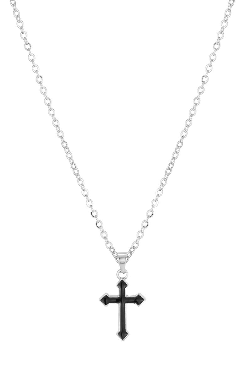 Men's Cross Pendant Necklace, Main, color, SILVER