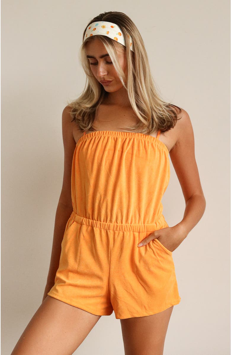Dippin Daisys Napa Bandeau Style Romper, Main, color, Kumquat Terry