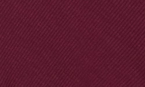 Democracy Ruched Rib Mixed Media Knit Top In Burgundy