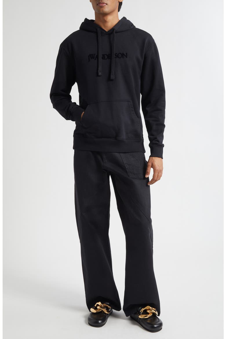 Logo Embroidered Hoodie, Alternate, color, BLACK