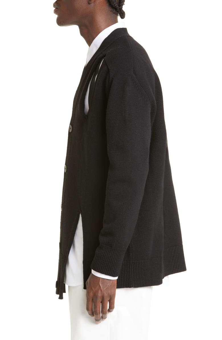 McQueen Slashed Oversize Lambswool Cardigan, Alternate, color, 