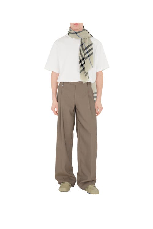 Burberry Wide Check Wool Scarf In Lichen