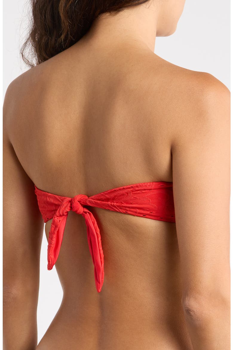 Lotus Strapless Bandeau Bikini Top, Alternate, color, CHERRY COLA