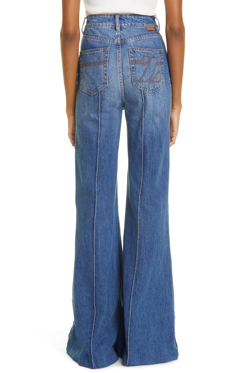 Zimmermann Rhythmic High Waist Super Flare Side Stripe Jeans, Alternate, color, 