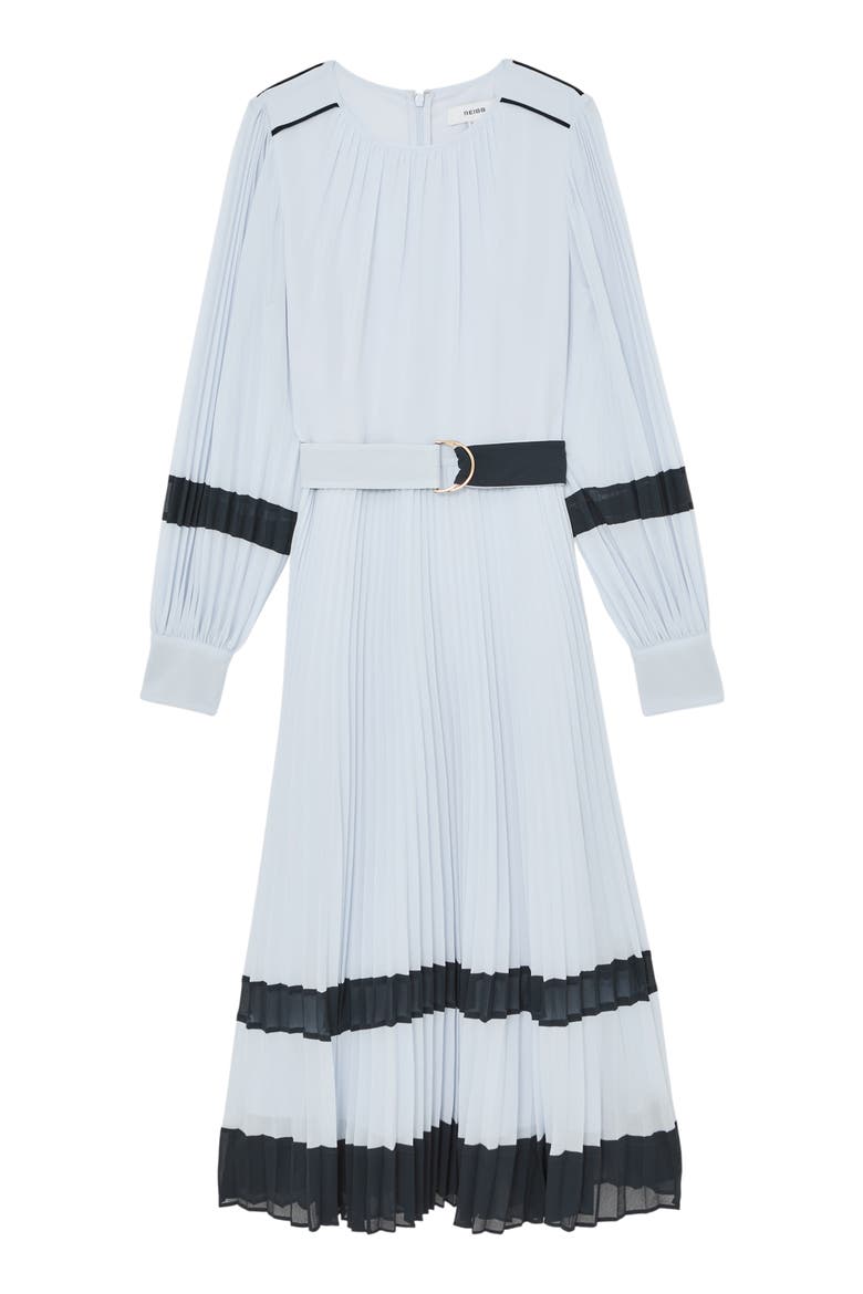 Tori Long Sleeve Pleated Dress, Alternate, color, BLUE/ NAVY