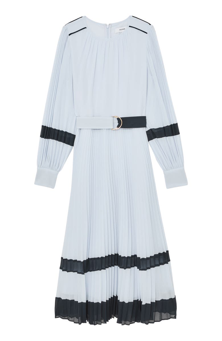 Reiss Tori Long Sleeve Pleated Dress, Alternate, color, Blue/ Navy