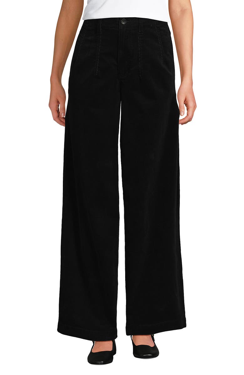 Lands' End Corduroy High Rise Wide Leg Top Stitch Trousers, Alternate, color, 