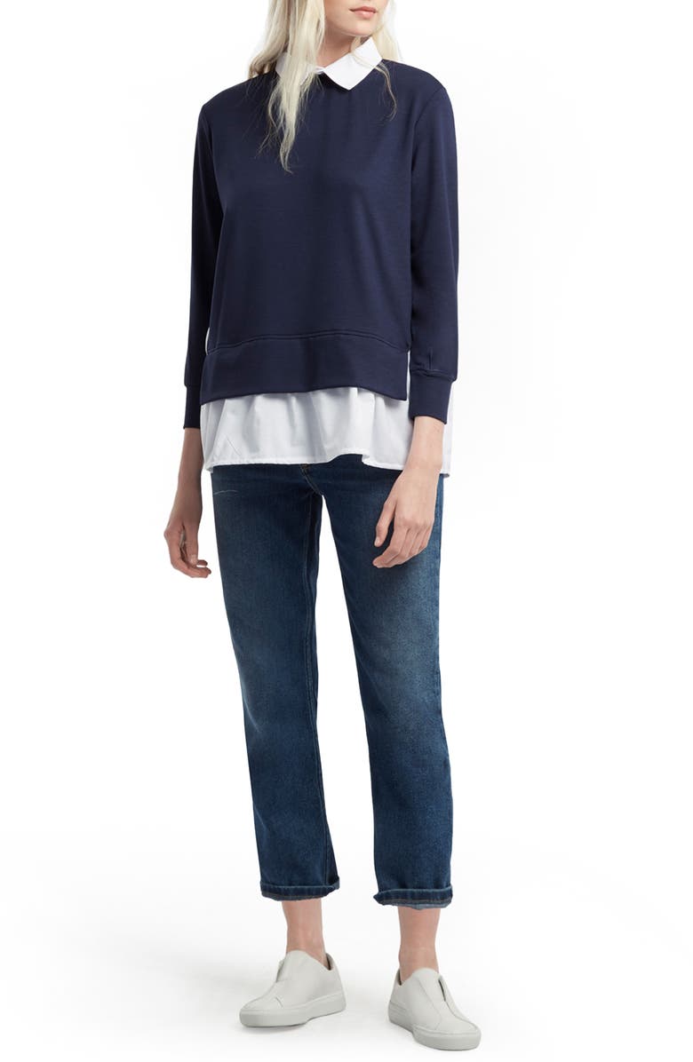 French Connection Fresh Jersey Layer Look Shirt, Alternate, color,