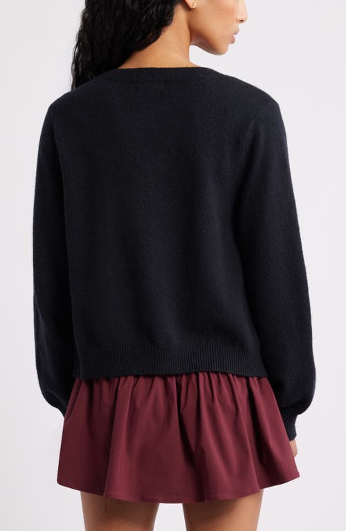 Bp. Crewneck Cotton Blend Cardigan In Black