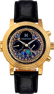 Heritor Automatic Legacy Leather-Band Watch w/Day/Date
