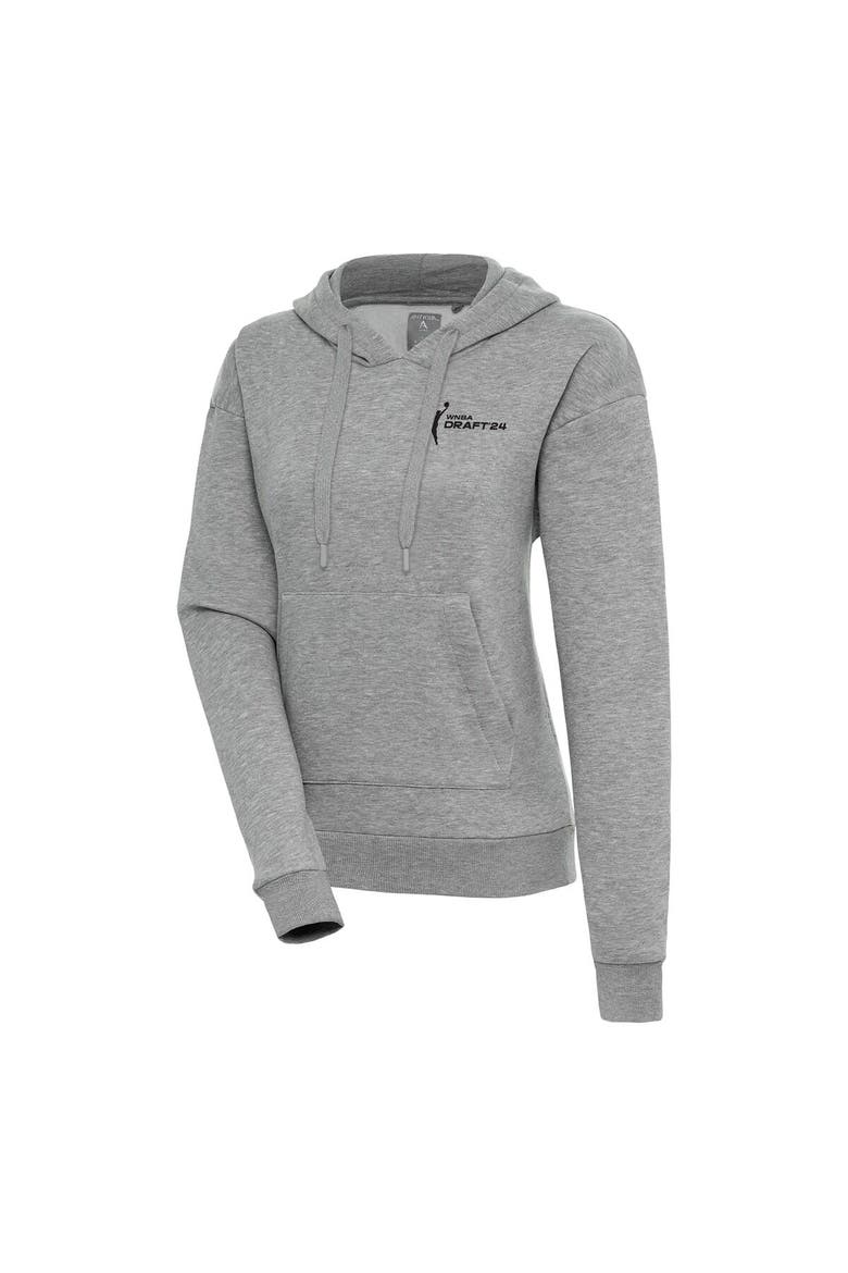 Women's Antigua Heather Gray 2024 WNBA Draft Victory Pullover Hoodie, Main, color, Heather Gray