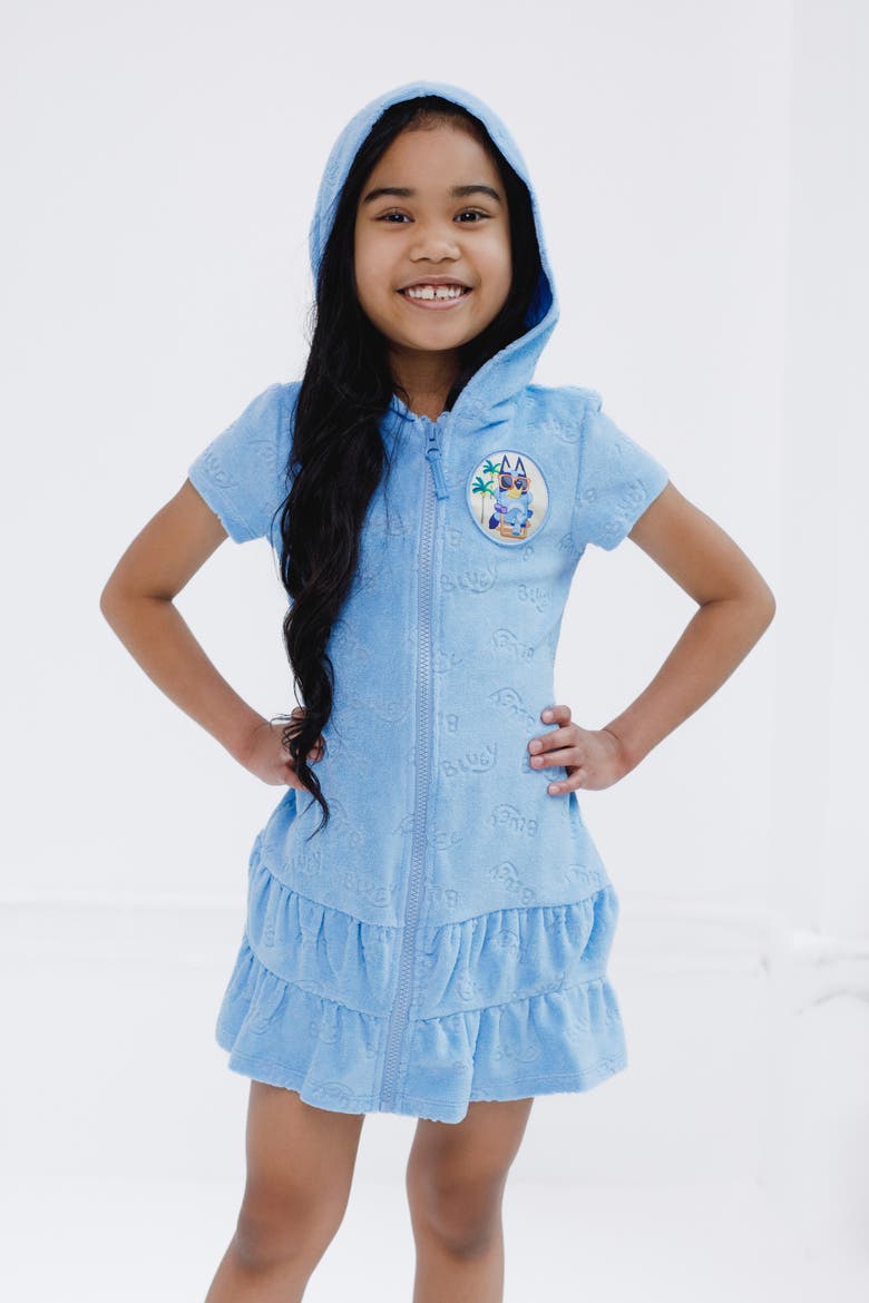 Hooded Swimwear Cover-Up, Alternate, color, Bluey Light Blue