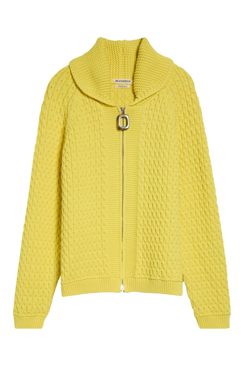 Cable Stitch Zip Cardigan, Alternate, color, BRIGHT YELLOW