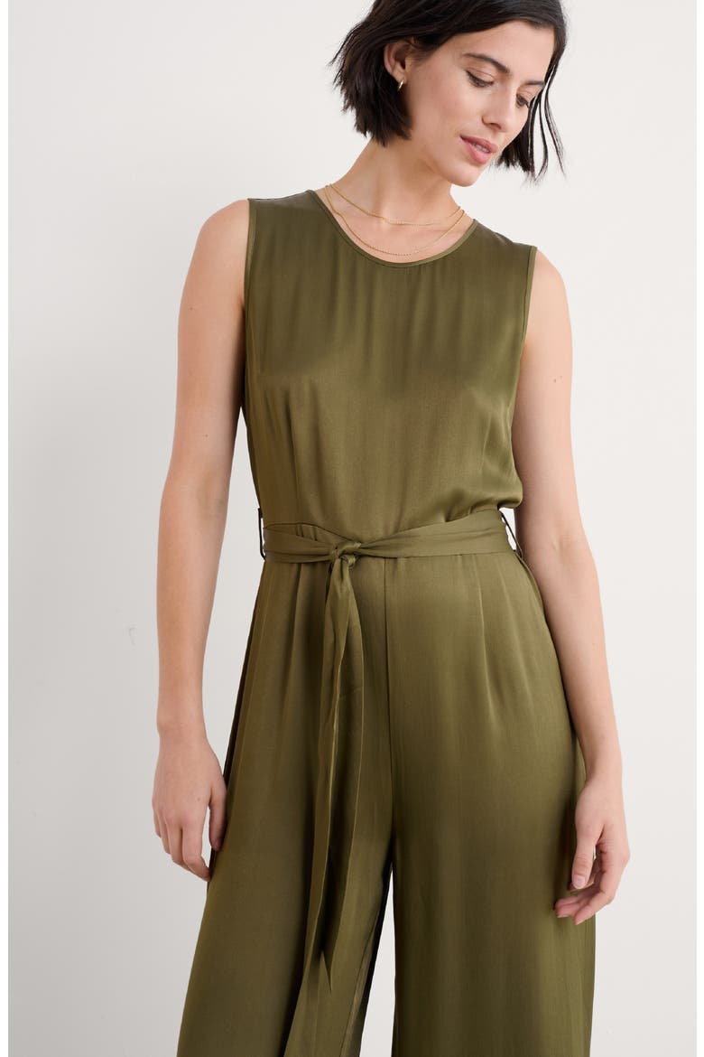 Winter Honeysuckle Sleeveless Jumpsuit, Alternate, color, RICH OLIVE