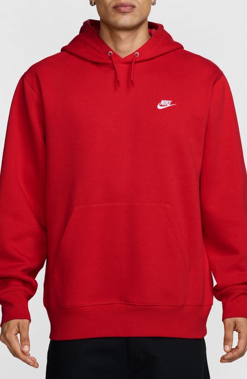 Nike Club Fleece Pullover Hoodie In Red