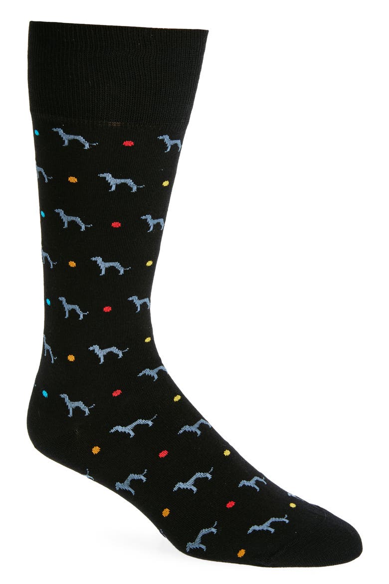 Whippet Cotton Blend Dress Socks, Main, color, BLACK