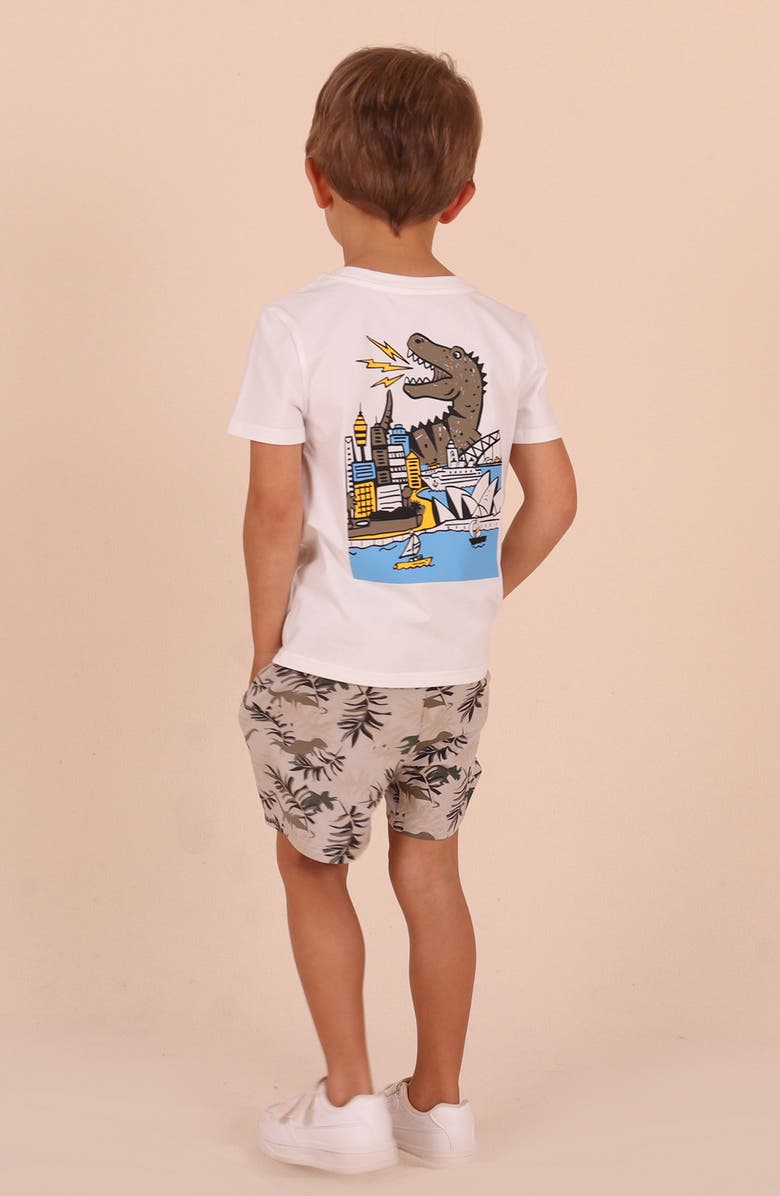 TINY TRIBE Kids' Dino in City Graphic T-Shirt, Alternate, color, White